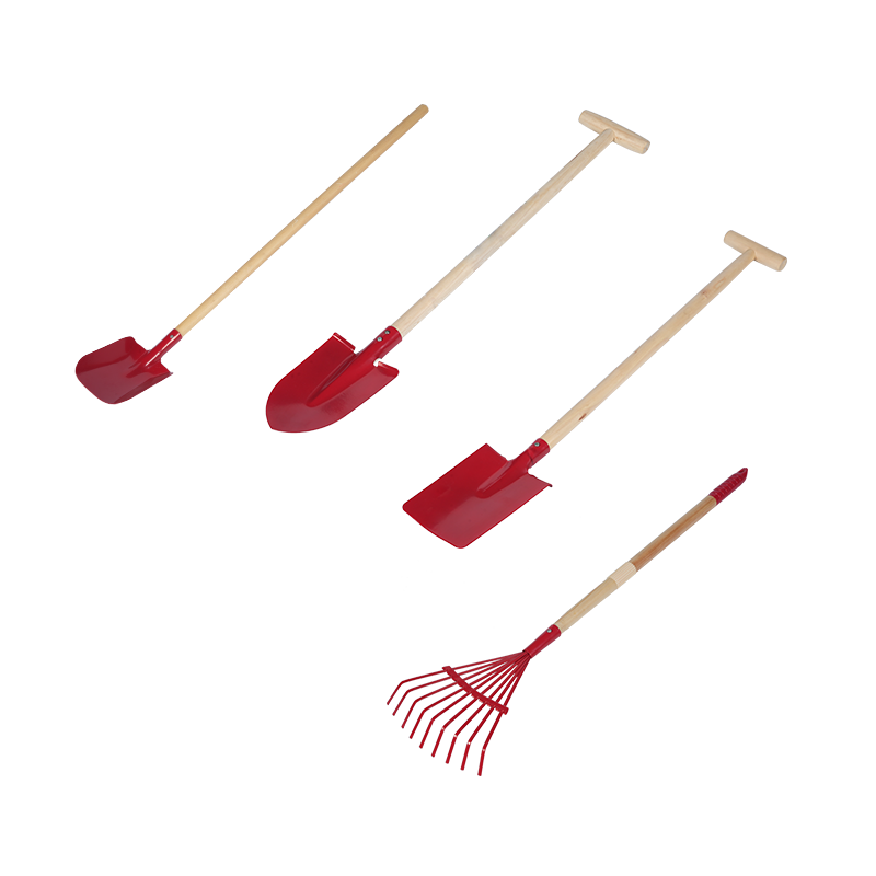 GRRT04 Red, durable, lightweight carbon steel children's gardening tool for loosening soil and raking leaves