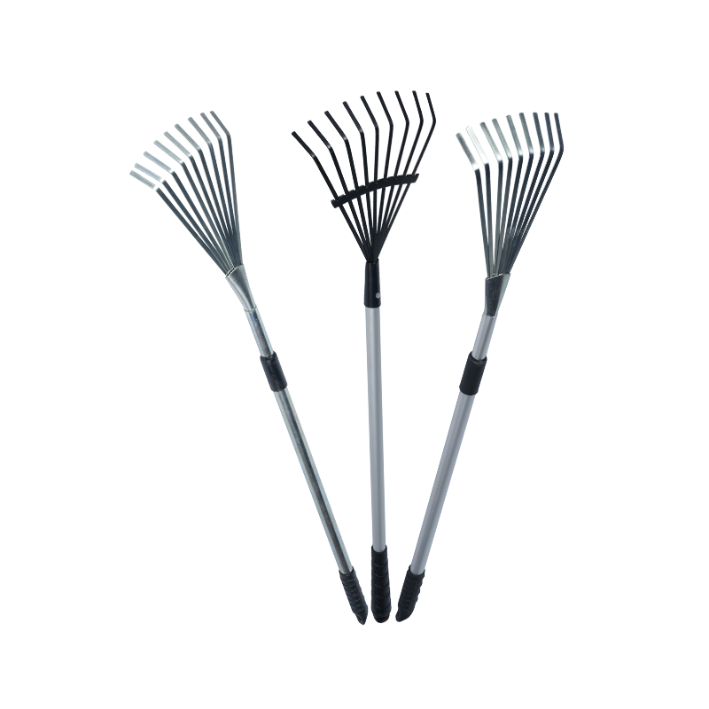 9GRPZ Leaf raking and planting black handle carbon steel flat wire rake